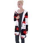Checkerboard Splatter Longline Hooded Cardigan