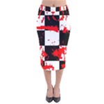Checkerboard Splatter Velvet Midi Pencil Skirt