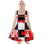 Checkerboard Splatter Reversible Velvet Sleeveless Dress