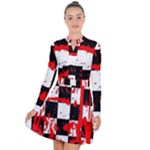 Checkerboard Splatter Long Sleeve Panel Dress
