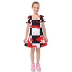 Checkerboard Splatter Kids  Short Sleeve Velvet Dress