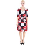 Checkerboard Splatter Wrap Up Cocktail Dress