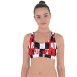 Checkerboard Splatter Cross String Back Sports Bra