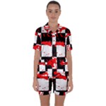 Checkerboard Splatter Satin Short Sleeve Pajamas Set