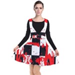 Checkerboard Splatter Plunge Pinafore Dress