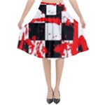 Checkerboard Splatter Flared Midi Skirt