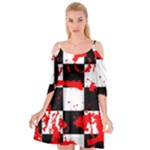 Checkerboard Splatter Cutout Spaghetti Strap Chiffon Dress