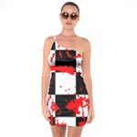 Checkerboard Splatter One Soulder Bodycon Dress