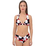 Checkerboard Splatter Double Strap Halter Bikini Set