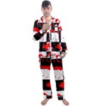 Checkerboard Splatter Men s Long Sleeve Satin Pajamas Set