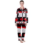 Checkerboard Splatter Satin Long Sleeve Pajamas Set