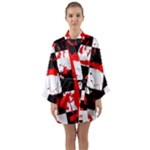 Checkerboard Splatter Long Sleeve Satin Kimono