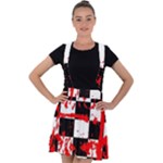 Checkerboard Splatter Velvet Suspender Skater Skirt