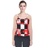 Checkerboard Splatter Velvet Spaghetti Strap Top