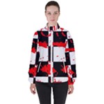 Checkerboard Splatter Women s High Neck Windbreaker