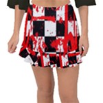 Checkerboard Splatter Fishtail Mini Chiffon Skirt