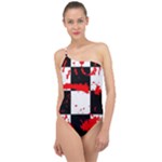 Checkerboard Splatter Classic One Shoulder Swimsuit