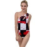 Checkerboard Splatter To One Side Swimsuit