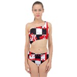 Checkerboard Splatter Spliced Up Two Piece Swimsuit