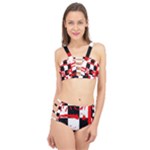 Checkerboard Splatter Cage Up Bikini Set