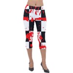 Checkerboard Splatter Lightweight Velour Capri Leggings 
