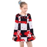 Checkerboard Splatter Kids  Long Sleeve Dress