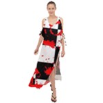 Checkerboard Splatter Maxi Chiffon Cover Up Dress