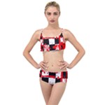 Checkerboard Splatter Layered Top Bikini Set