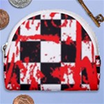 Checkerboard Splatter Horseshoe Style Canvas Pouch