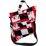 Checkerboard Splatter Fold Over Handle Tote Bag