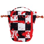 Checkerboard Splatter Drawstring Bucket Bag