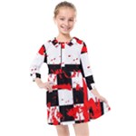 Checkerboard Splatter Kids  Quarter Sleeve Shirt Dress