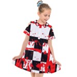 Checkerboard Splatter Kids  Short Sleeve Shirt Dress