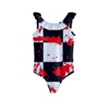 Checkerboard Splatter Kids  Frill Swimsuit