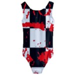 Checkerboard Splatter Kids  Cut-Out Back One Piece Swimsuit