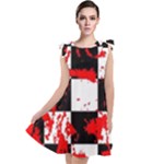 Checkerboard Splatter Tie Up Tunic Dress