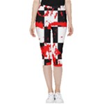 Checkerboard Splatter Inside Out Lightweight Velour Capri Leggings 