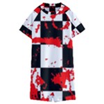 Checkerboard Splatter Kids  Boyleg Half Suit Swimwear