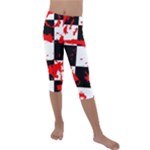 Checkerboard Splatter Kids  Lightweight Velour Capri Leggings 