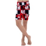 Checkerboard Splatter Kids  Lightweight Velour Cropped Yoga Leggings