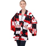 Checkerboard Splatter Long Sleeve Velvet Kimono 