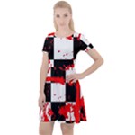Checkerboard Splatter Cap Sleeve Velour Dress 