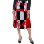 Checkerboard Splatter Classic Velour Midi Skirt 