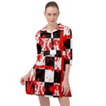 Checkerboard Splatter Mini Skater Shirt Dress