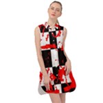 Checkerboard Splatter Sleeveless Shirt Dress