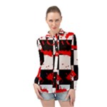 Checkerboard Splatter Long Sleeve Chiffon Shirt