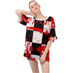 Checkerboard Splatter Oversized Chiffon Top