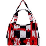 Checkerboard Splatter Double Compartment Shoulder Bag