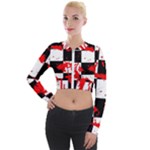 Checkerboard Splatter Long Sleeve Cropped Velvet Jacket