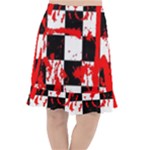 Checkerboard Splatter Fishtail Chiffon Skirt